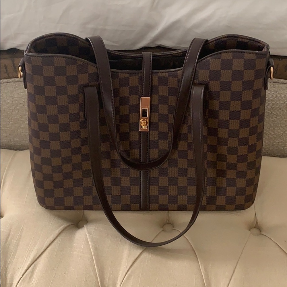 Brown checkered purse